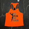 رکابی no pain no gain با رنگ نارنجی تک سایز - 3XL