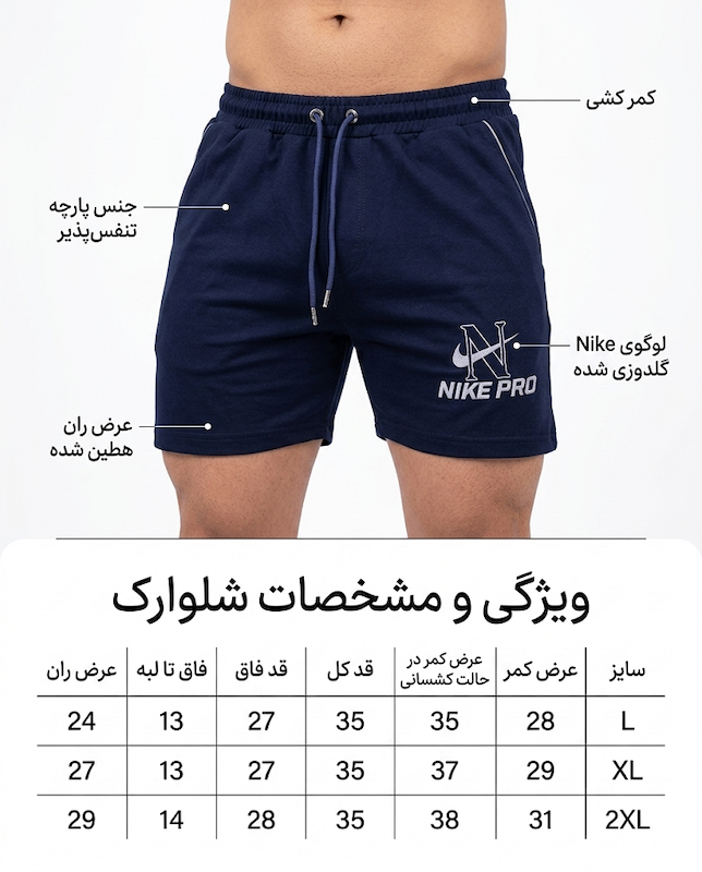شلوارک بدنسازی مردانه غواصی مدل بغل چاک کوتاه برند نایک پرو با ۴ رنگ خفن 🔥 😍