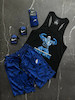 پکیج کد S3513 ست بدنسازی مردانه طرح ‌‌‌‌‌بیست‌مود با تم مشکی آبی  🔥💙 شامل رکابی + شلوارک + جوراب ساقدار + مچبند چسب نانو