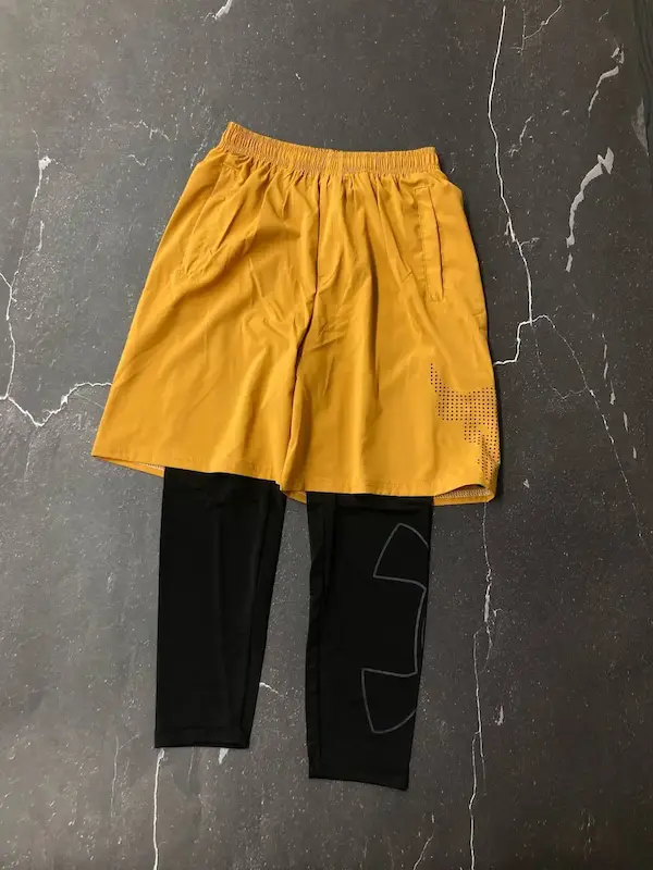 شلوارک لگ دار راک با رنگ خردلی حراجی- 2XL