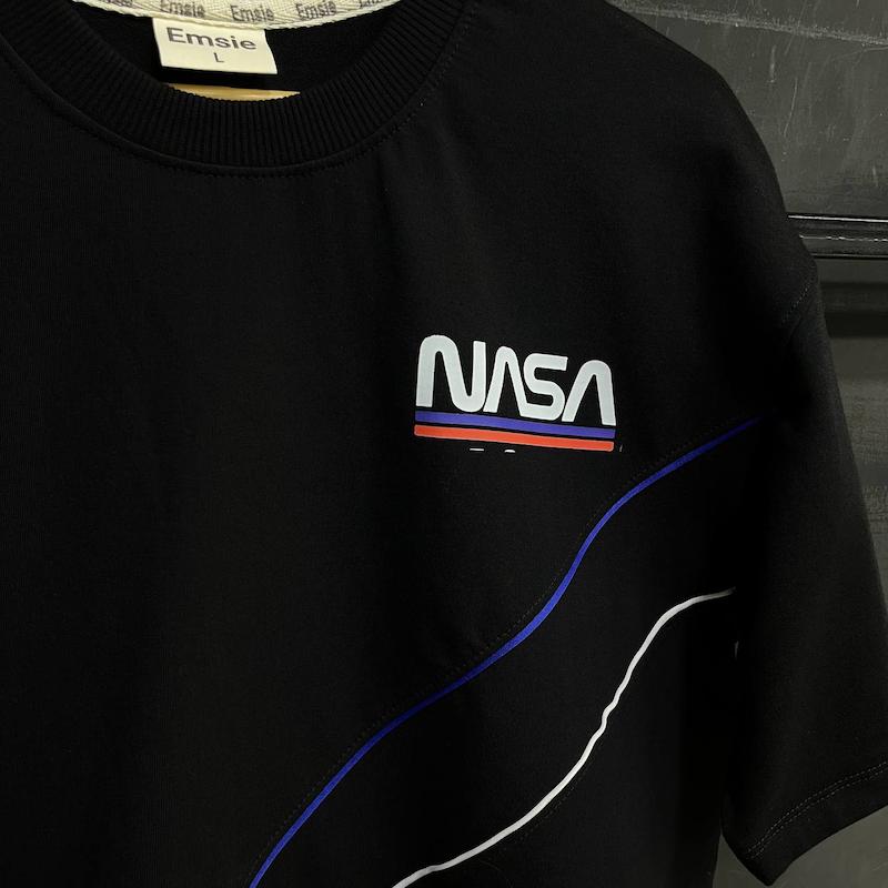 تیشرت Nasa پارچه دو نخ با رنگ مشکی تک سایز حراجی - L