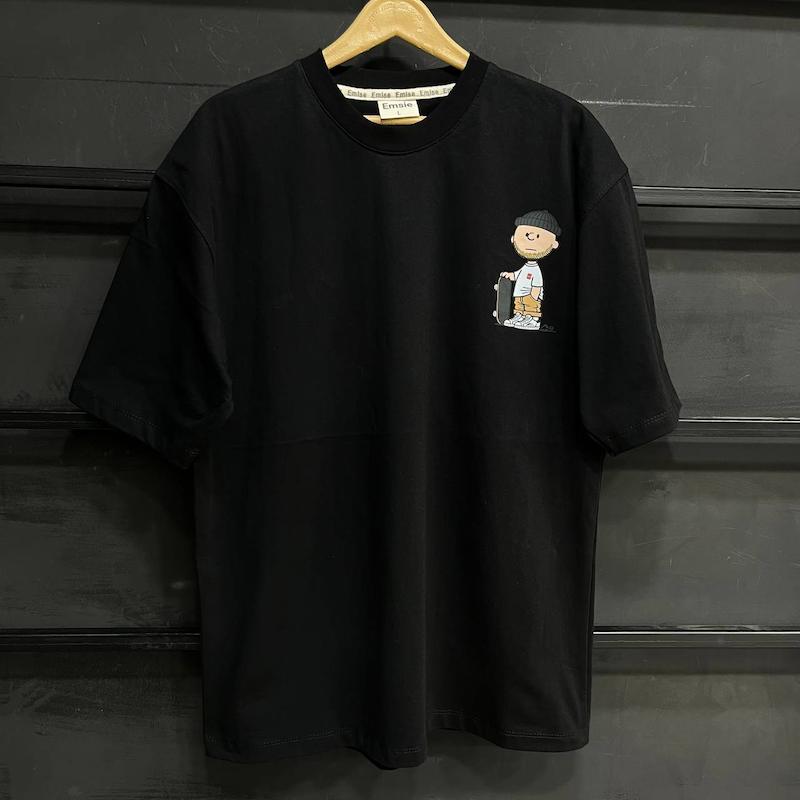 تیشرت snoopy پارچه دو نخ با رنگ مشکی تک سایز حراجی - L