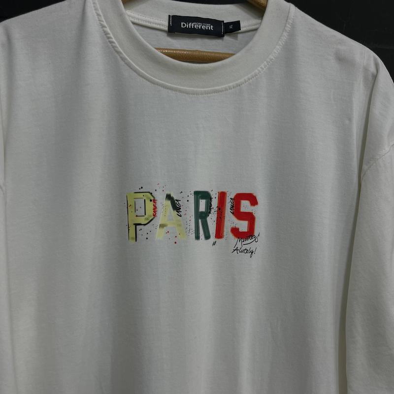 تیشرت paris پارچه دو نخ با رنگ سفید تک سایز حراجی - 2XL