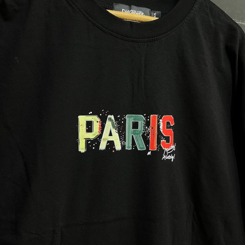 تیشرت paris پارچه دو نخ با رنگ مشکی تک سایز حراجی - 2XL