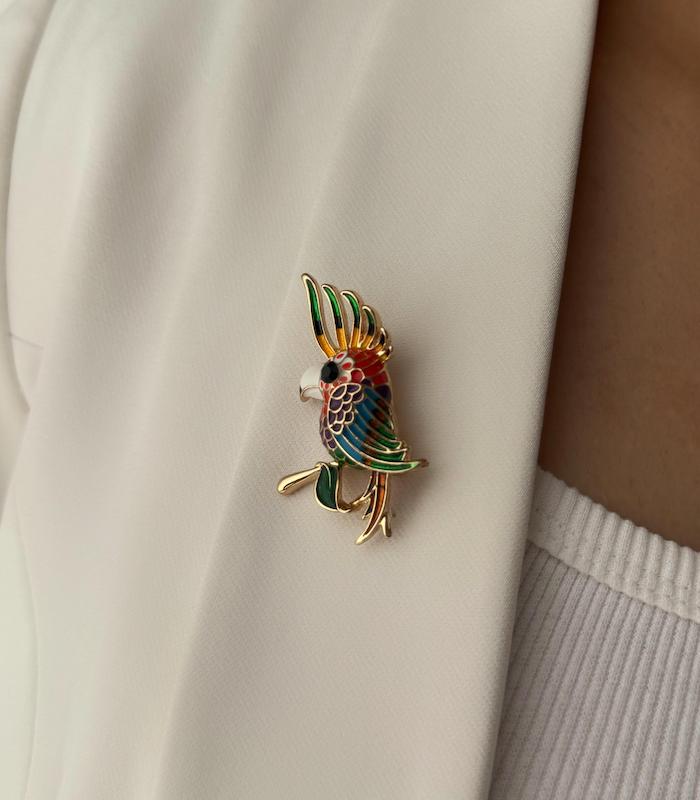 گل سینه طوطی رنگی تاج دار