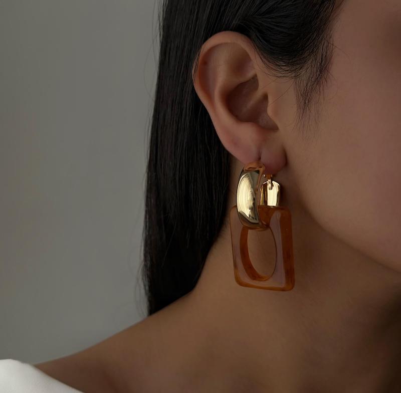 گوشواره حلقه ای قهوه ای
