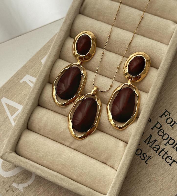 نیم ست سنگ رزین قهوه ای سوخته