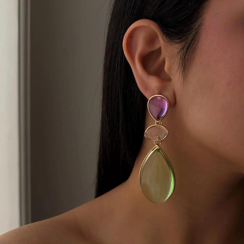 گوشواره شیشه ای سه رنگ