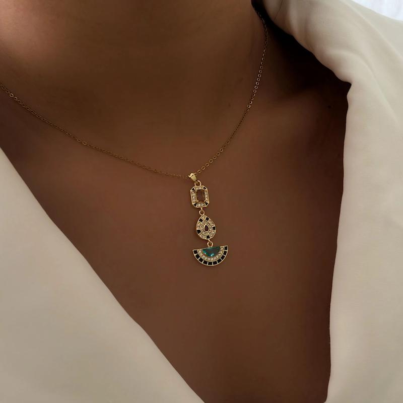 گردنبند بوهومو سنگ مشکی