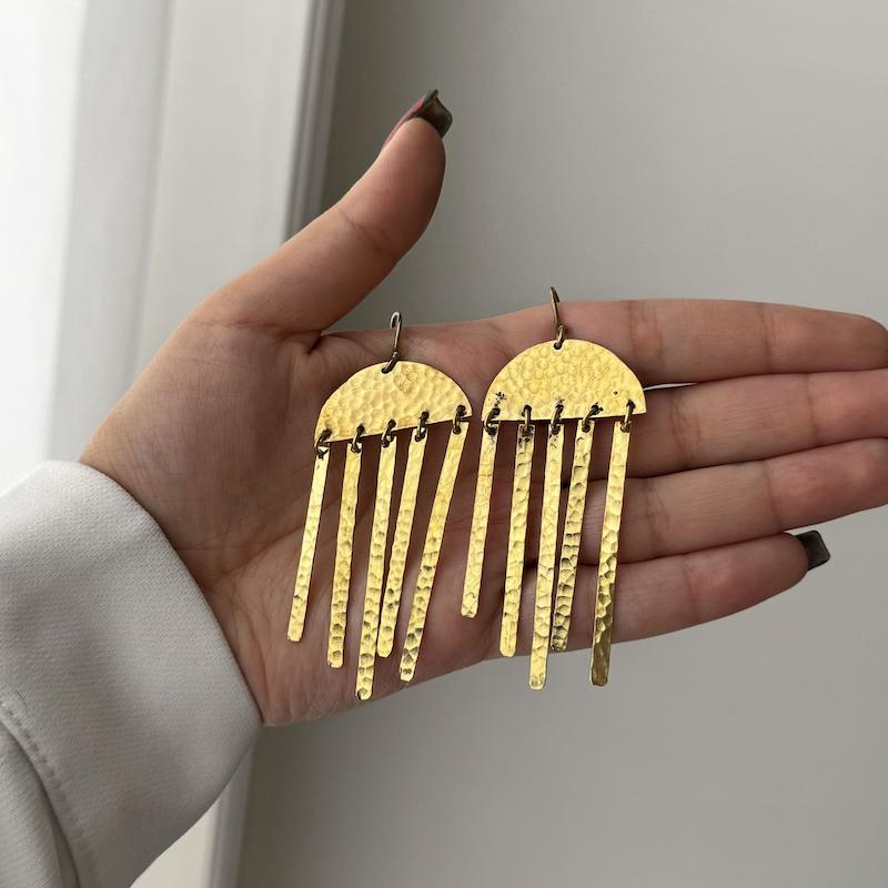 گوشواره برنجی آویز دار