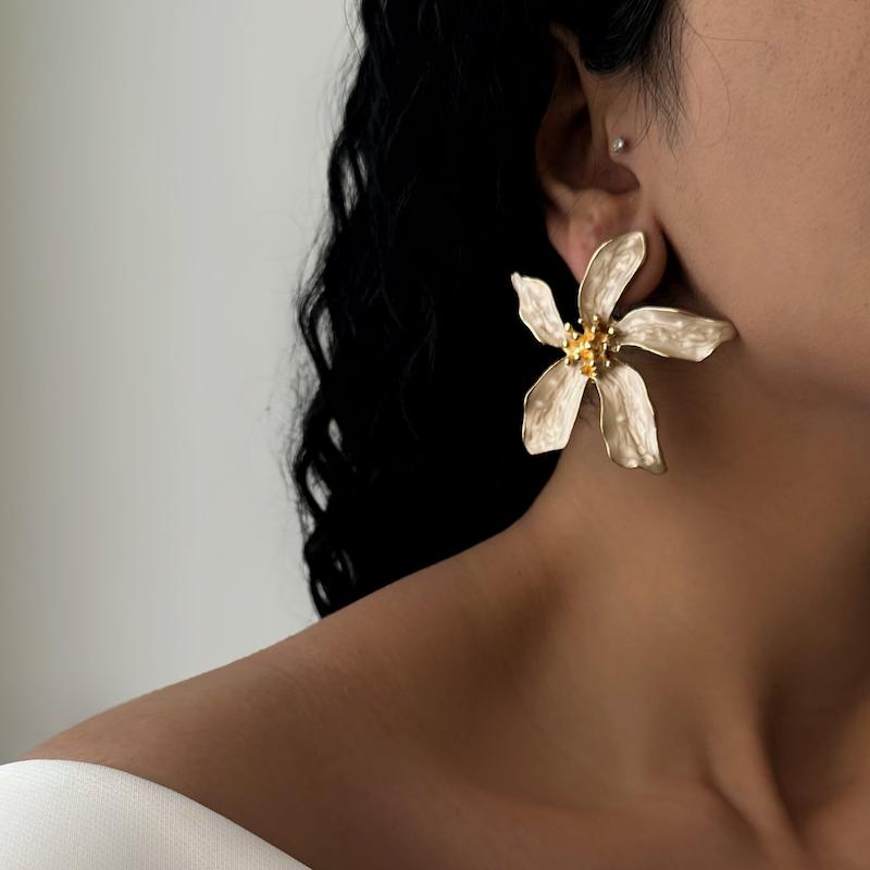 گوشواره پنج برگ میناکاری