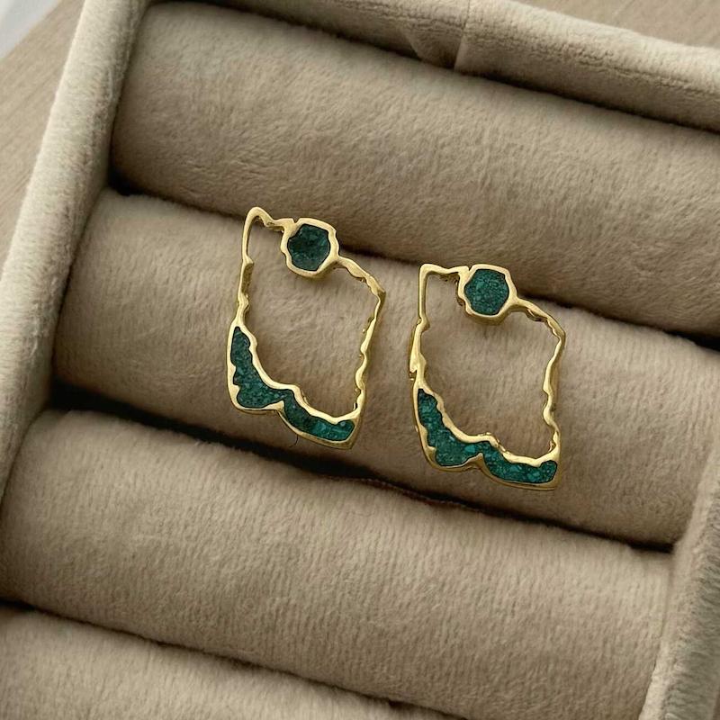 گوشواره نقشه ایران فیروزه ای