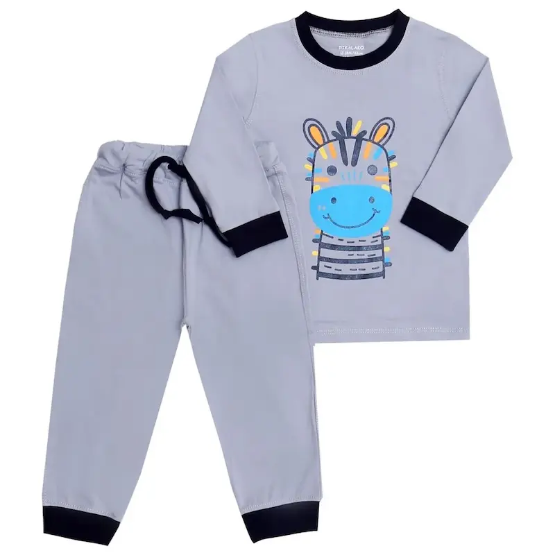 بلوز  شلوار  لاکرا طوسی گورخر ( 12 ماه تا 7 سال )