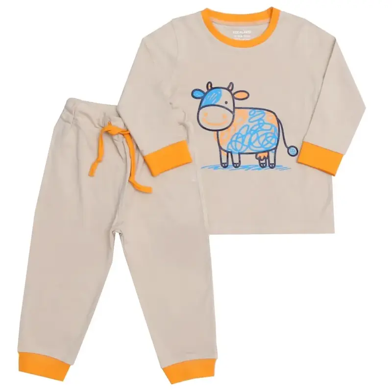  بلوز  شلوار  لاکرا کرم گاو ( 12 ماه تا 7 سال )