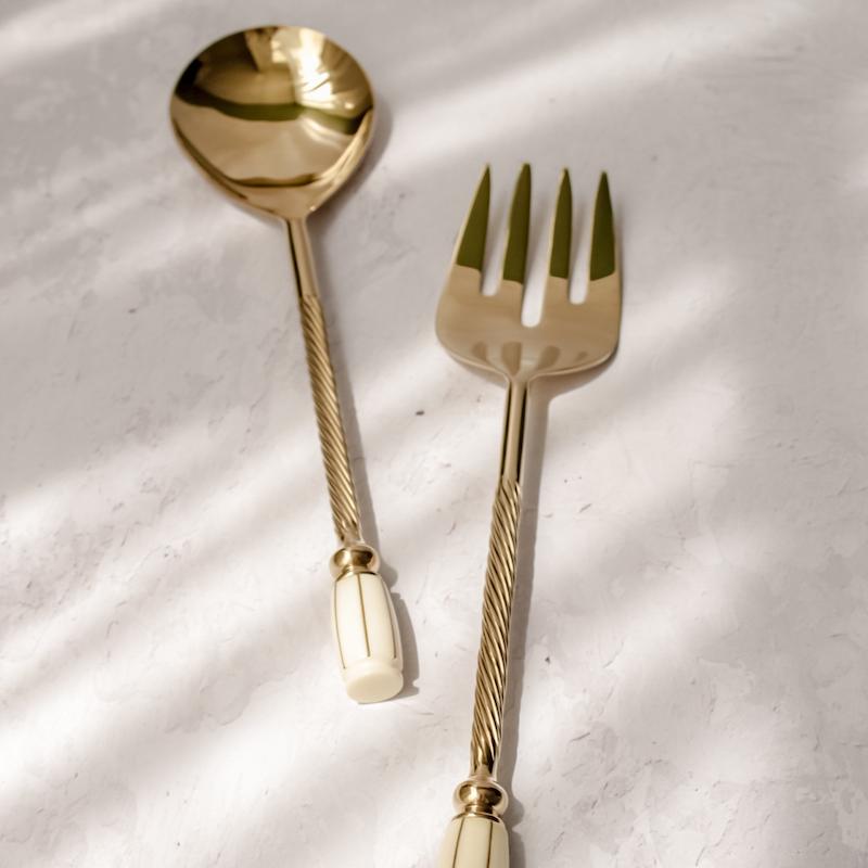 قاشق چنگال سالاد استیل و سنگ