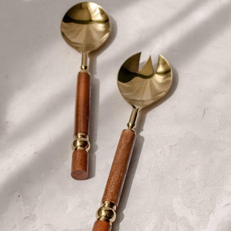 قاشق چنگال سالاد استیل چوب