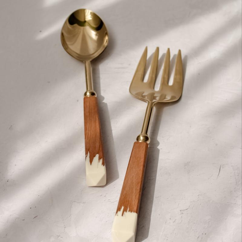 قاشق سالاد استیل چوب