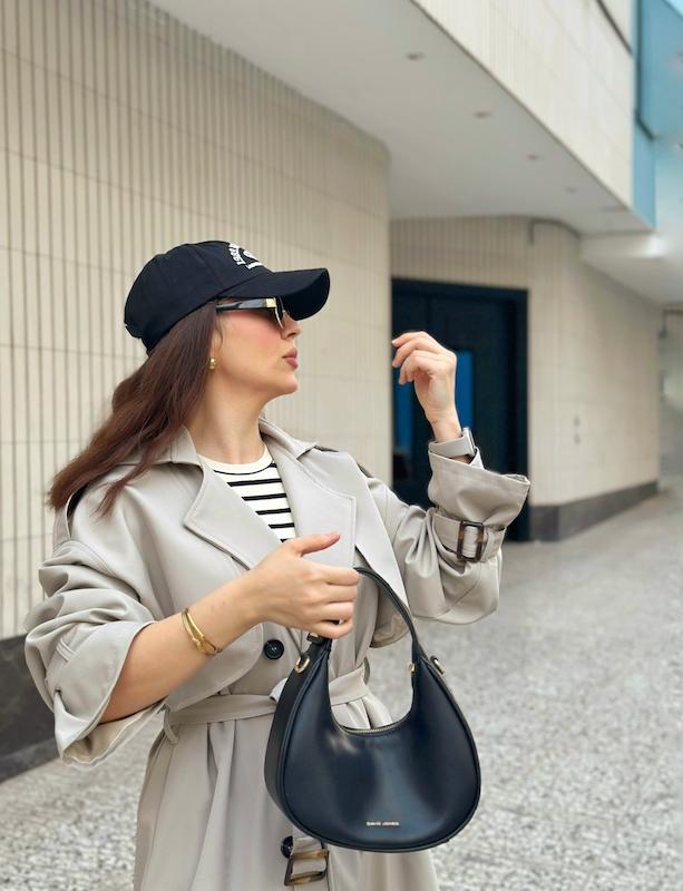 ترنچ کت بلند کرم استخونی