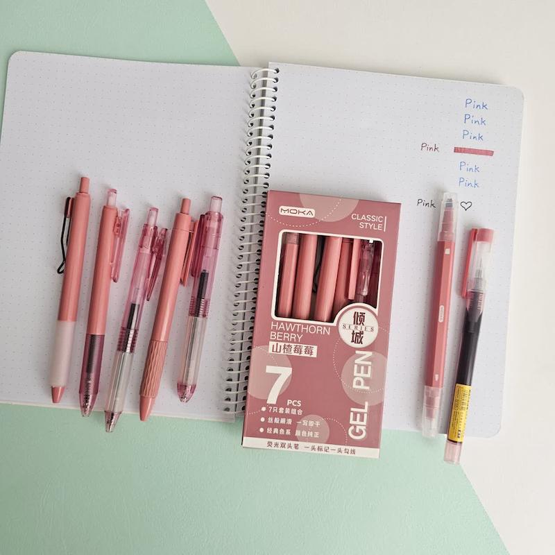 پک  ۷عددی روان نویس برند موکا/ بدنه صورتی
