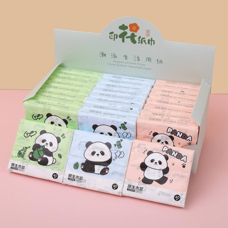 دستمال کاغذی طرح دار مدل پاندا جعبه سبز