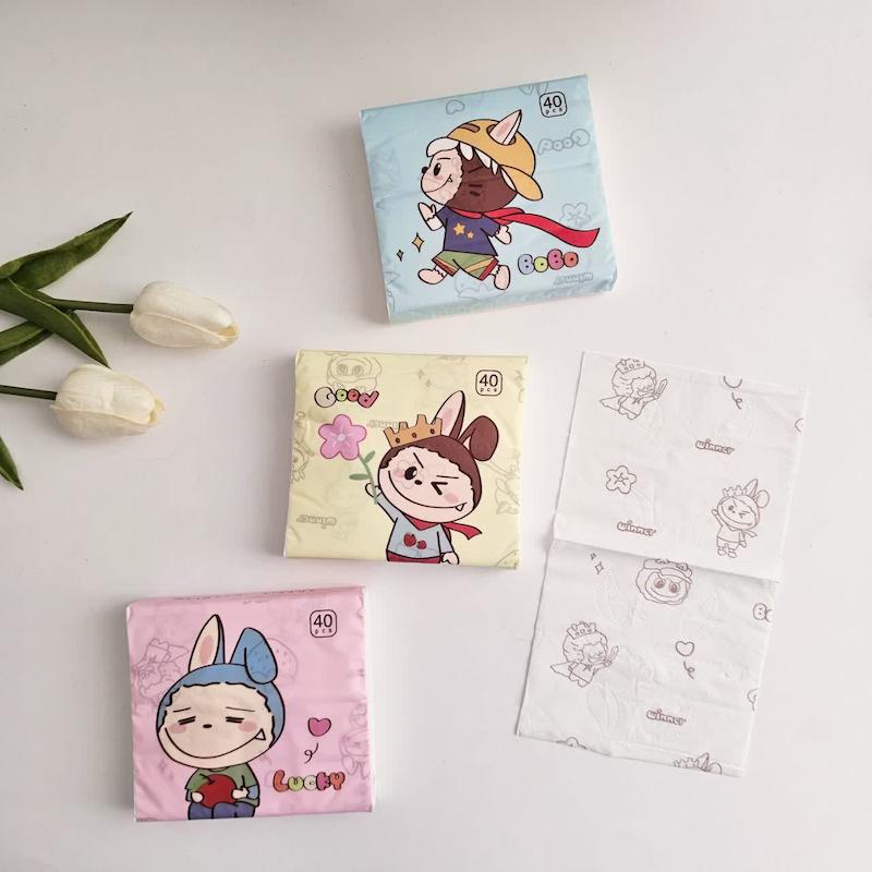 دستمال کاغذی طرح دار مدل لبو بو