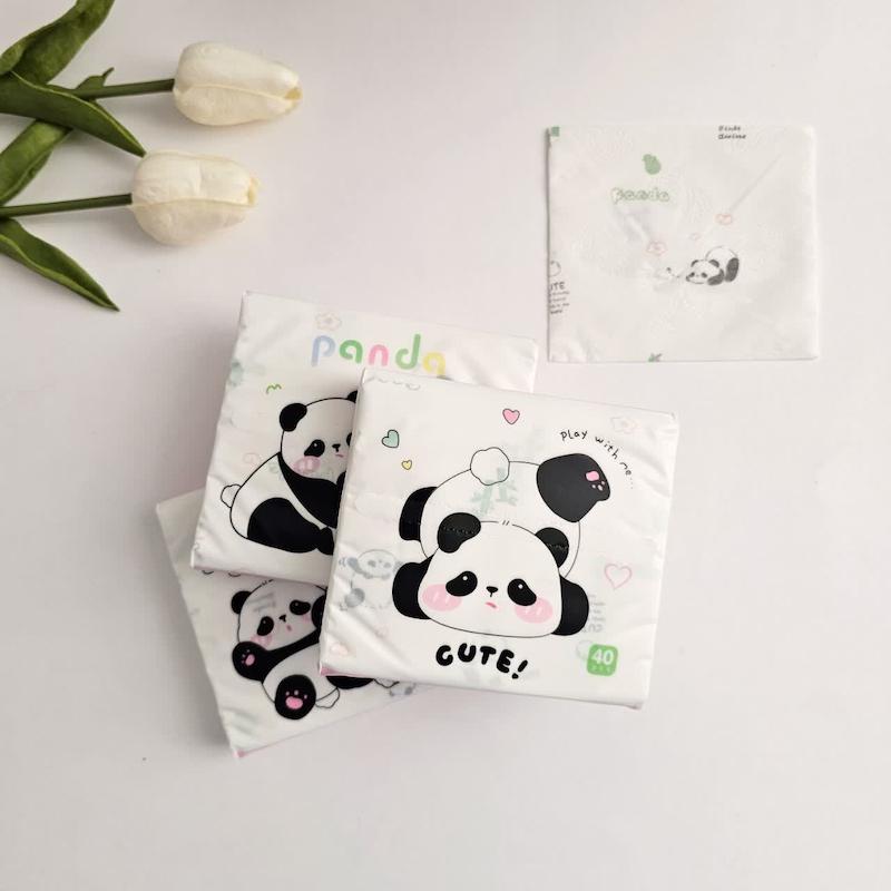 دستمال کاغذی طرح دار مدل پاندا جعبه  صورتی