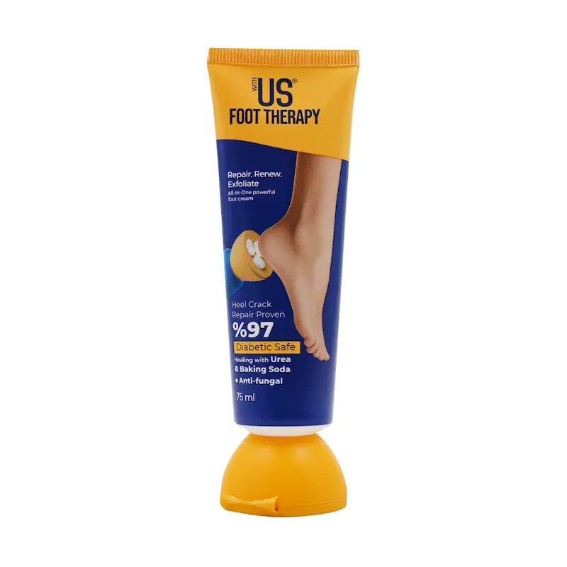 کرم درمانی ترک پا ویت آس (With Us) مدل Foot Therapy مناسب پاهای خشک و ترک خورده حجم 75 میلی‌لیتر