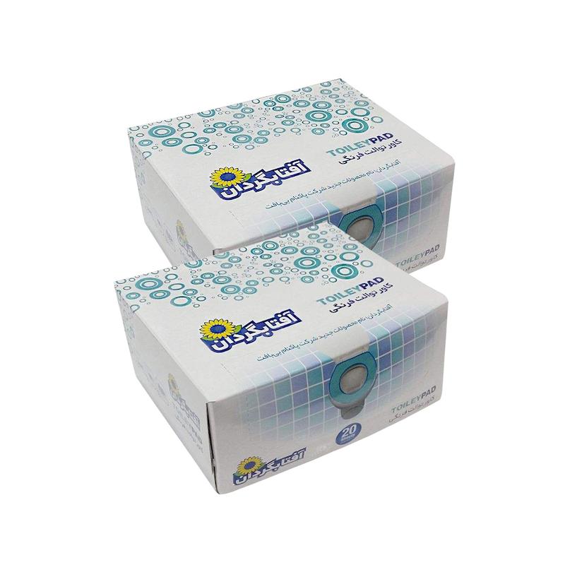 روکش یکبار مصرف توالت فرنگی پاکنام بی بافت مدل آفتابگردان بسته 20 عددی مجموعه 2 عددی