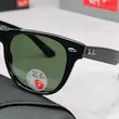 ⭐ ریبن ویفرر 2140 سایز 54 عدسی شیشه پلاریزه آنتی رفلکس RAYBAN WAYFARER رنگ مشکی سبز (فول پک)