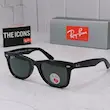 ⭐ ریبن ویفرر 2140 سایز 52 عدسی شیشه پلاریزه آنتی رفلکس RAYBAN WAYFARER رنگ مشکی (فول پک)
