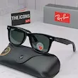 ⭐ ریبن ویفرر 2140 سایز 52 عدسی شیشه پلاریزه آنتی رفلکس RAYBAN WAYFARER رنگ مشکی (فول پک)