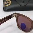 ⭐ ریبن ویفرر 2140 سایز 50 عدسی شیشه پلاریزه آنتی رفلکس RAYBAN WAYFARER رنگ قهوه ای (فول پک)