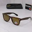 ⭐ ریبن ویفرر 2140 سایز 50 عدسی شیشه پلاریزه آنتی رفلکس RAYBAN WAYFARER رنگ قهوه ای (فول پک)