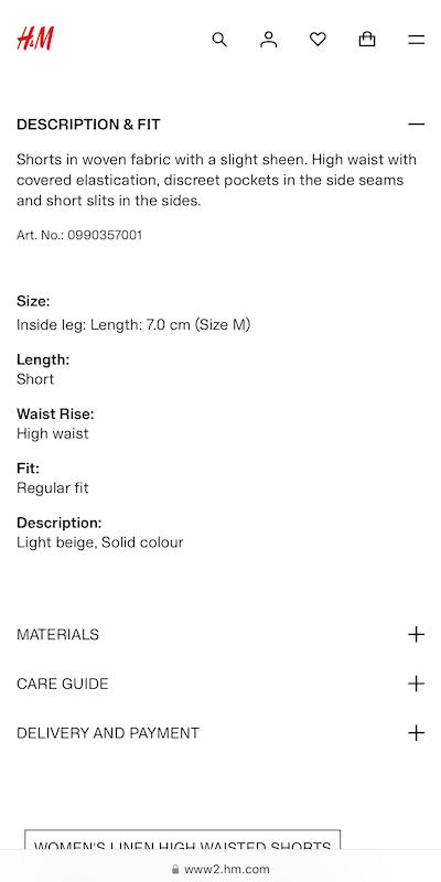 شلوارک اچ اند ام H&M No. 0990357001