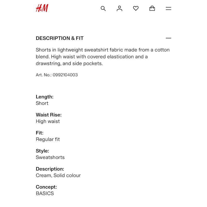 شلوارک اچ اند ام H&M No. 0992104003