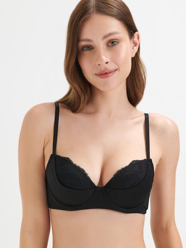 سوتین اسفنجی فنردار ساتن دانتل زنانه سینسای Sinsay