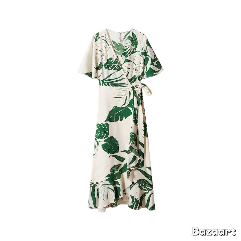 پیراهن نخی ساحلی ماکسی زنانه منگو کد 57030247 MANGO