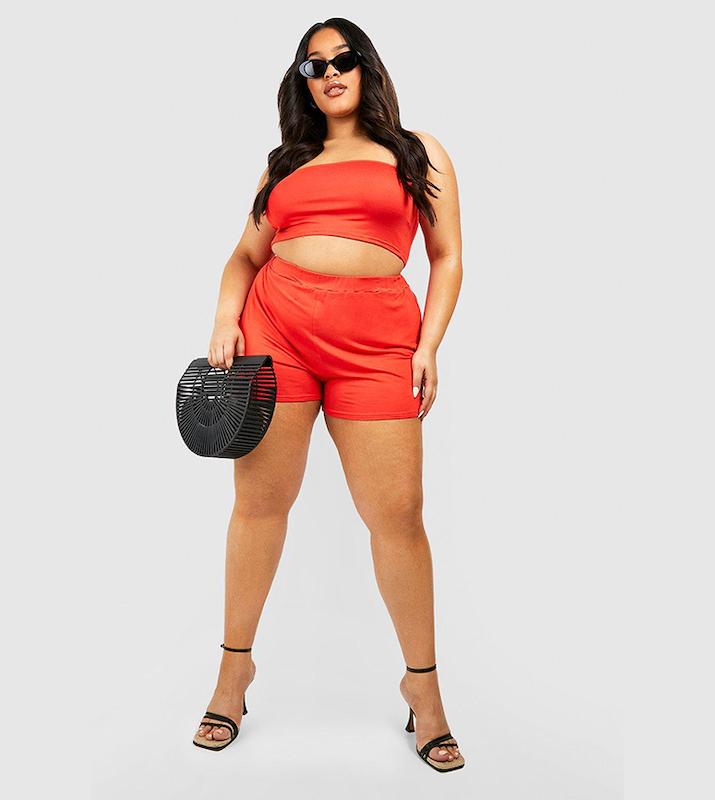 ست دکلته و شلوارک نخی زنانه برند boohoo انگلیس