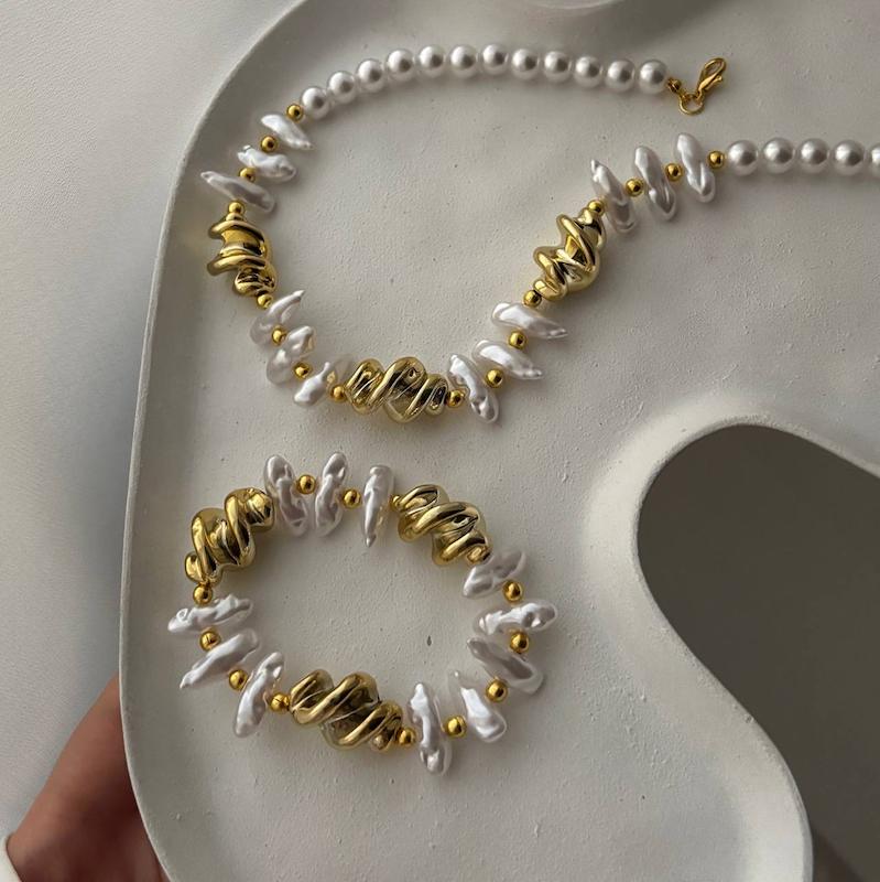 ست گردنبند و دستبند فشن مرواریدی