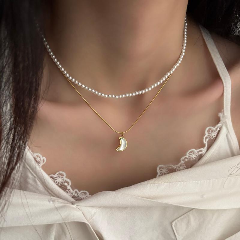 گردنبند دولاین ماه مروارید