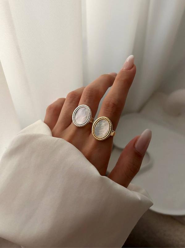 انگشتر صدف آیینه ای 