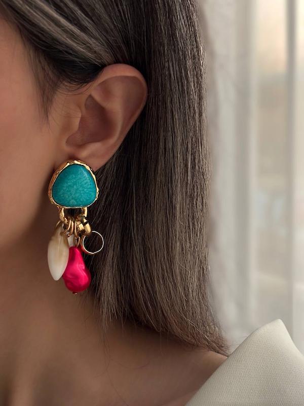 گوشواره مرجانی فیروزه