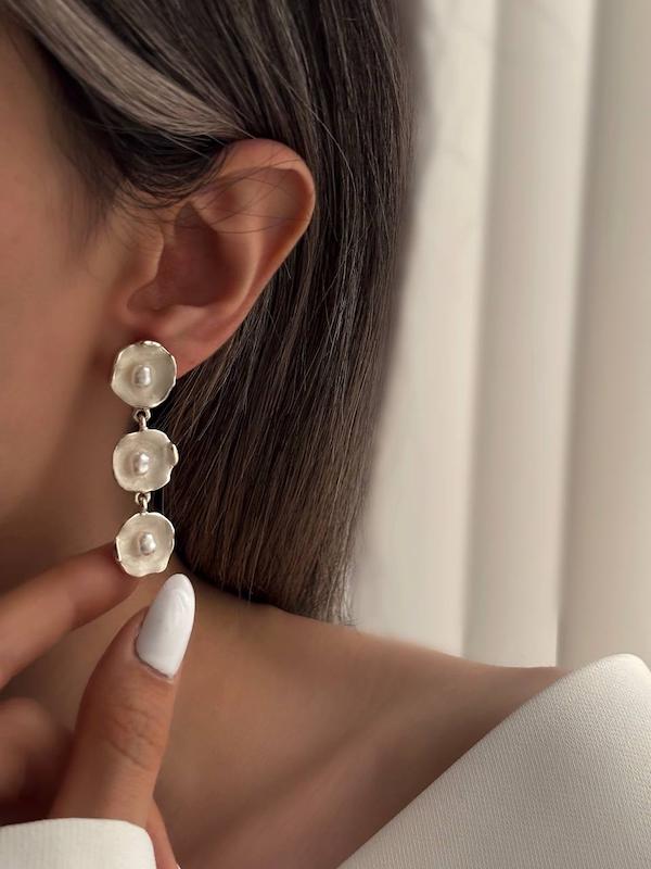 گوشواره میناکاری مرواریدی