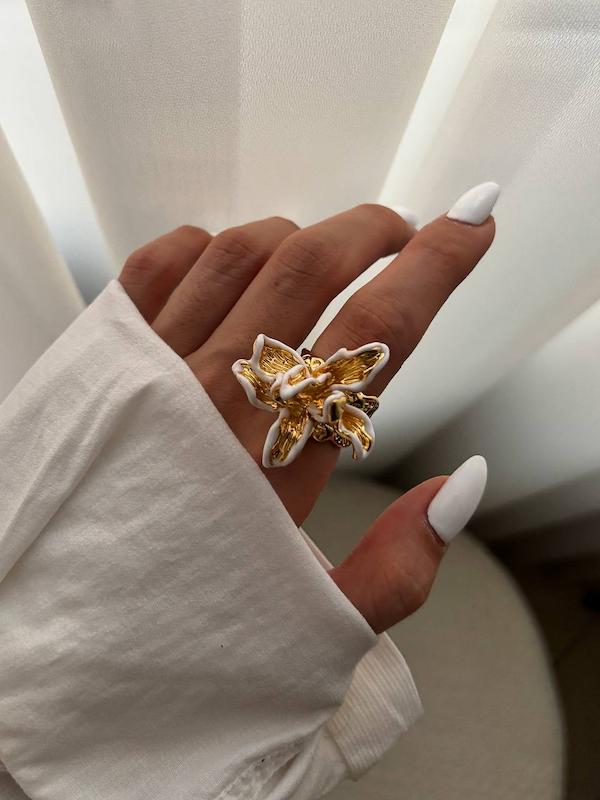 انگشتر گل دو رنگ