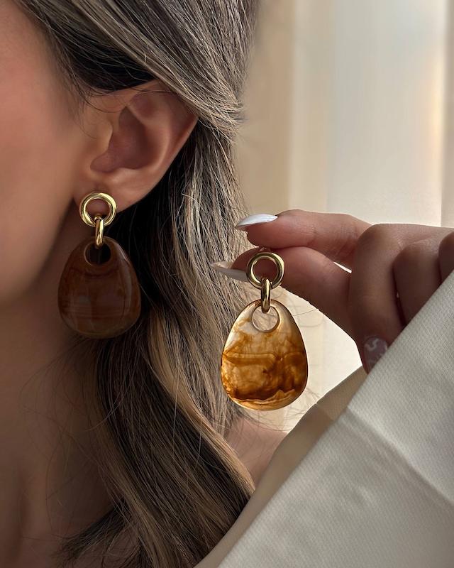 گوشواره قهوه ای طرح اشک