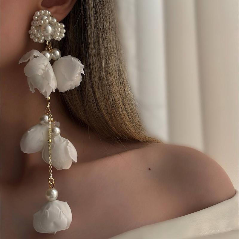 گوشواره گل واژگون آویز