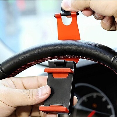 نگهدارنده موبایل روی فرمان ماشین ا Universal Car Steering Wheel Mobile Phone Socket Holder