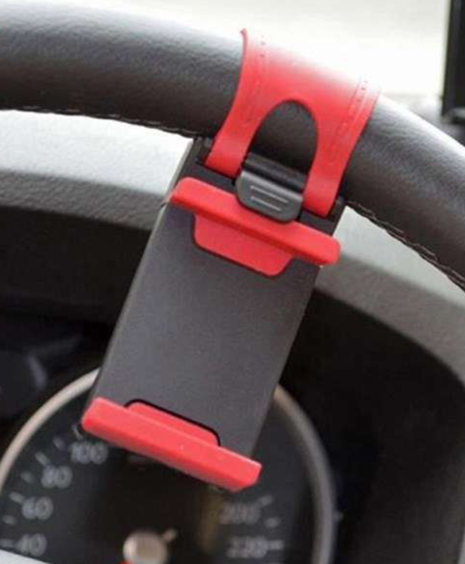 نگهدارنده موبایل روی فرمان ماشین و موتور سیکلت ا Universal Car Steering Wheel Mobile Phone Socket Holder