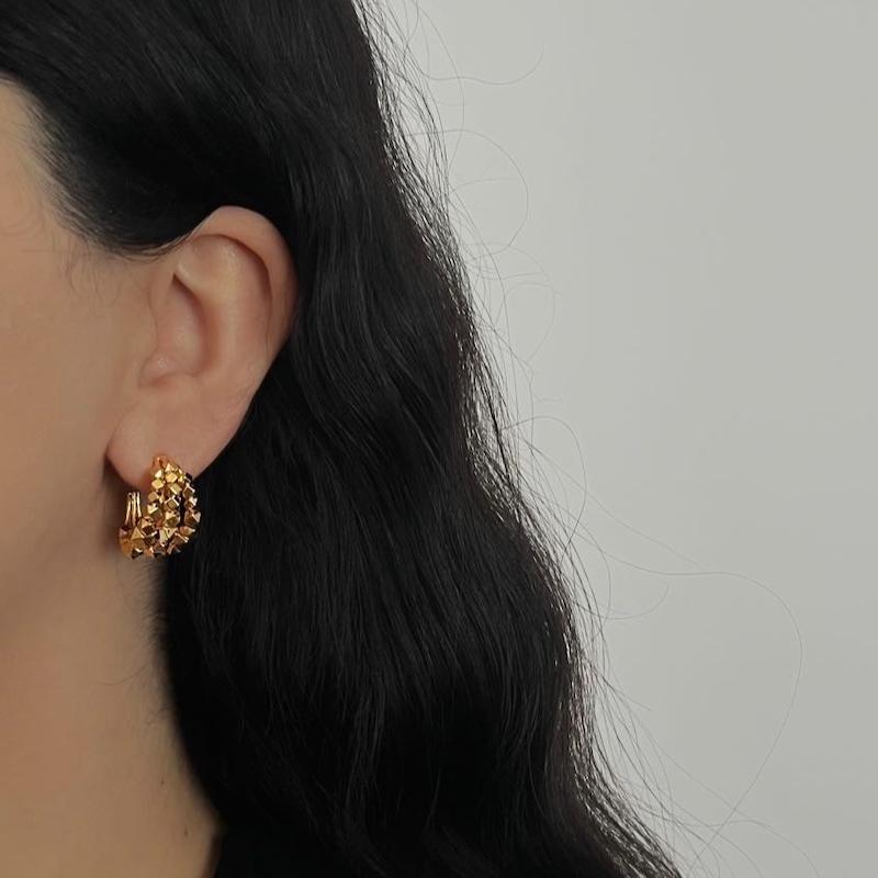 گوشواره مینیمال سه تایی طلایی