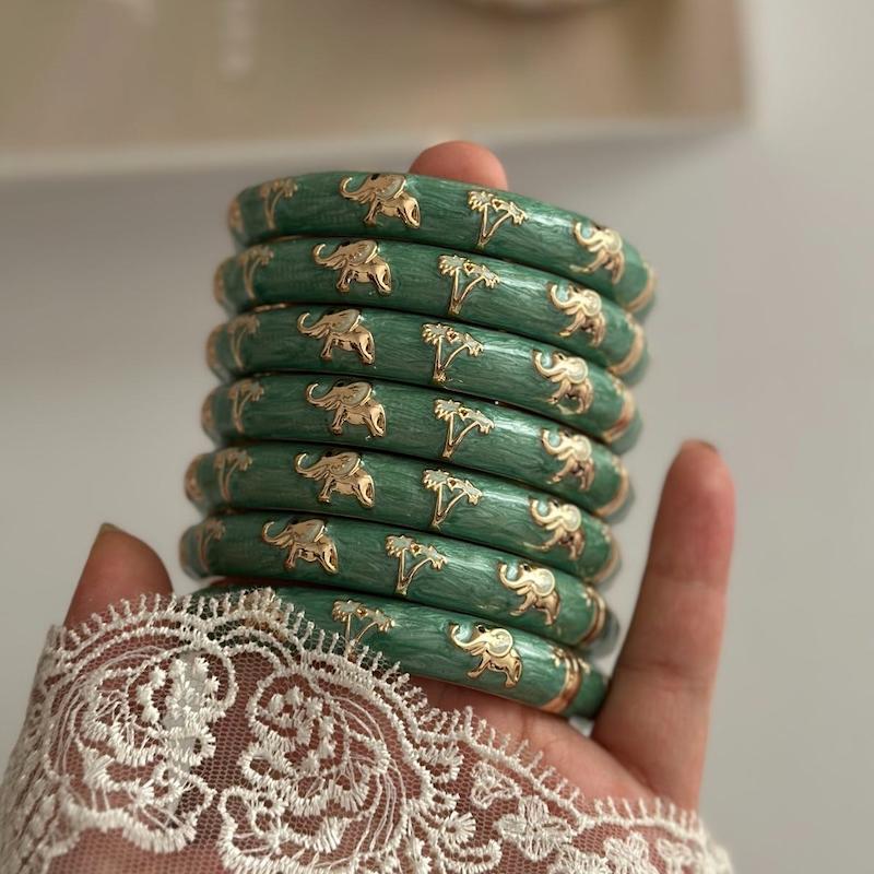 بنگل میناکاری فیل سبزآبی